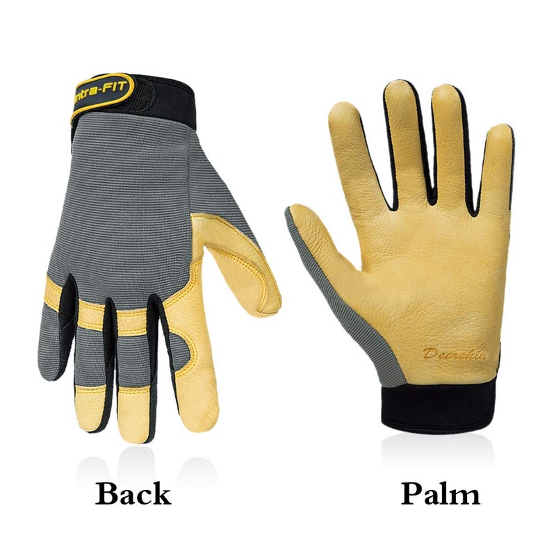 Intra-FIT General Work Gloves, Deerskin Construction Gloves,Soft, Improved Dexterity - Image 2